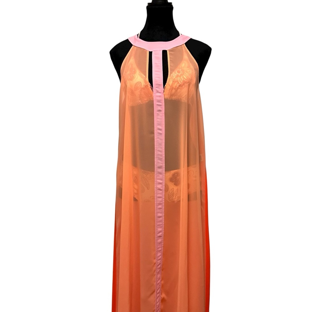 River Island Vibrant Pink and Orange Beach Dress Size M